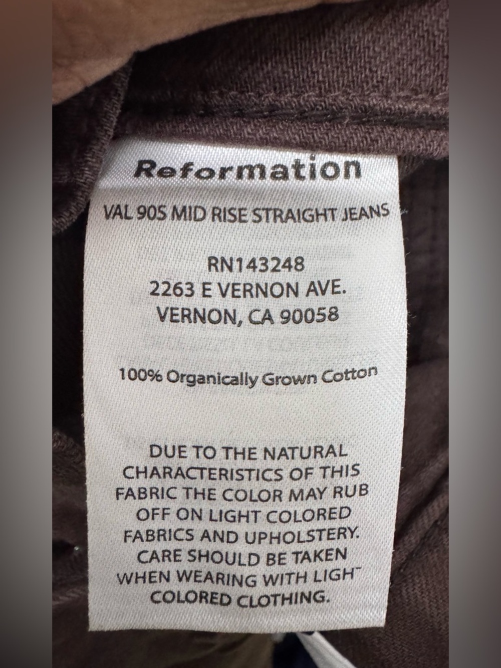 Reformation Val 90s Mid-Rise Straight-Leg Jeans Chocolate Brown Womens 26 - Picture 7 of 8